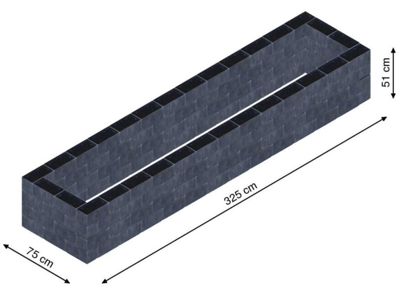 Flexi Element vyvýšený záhon - obdĺžnik - Šírka: 75 cm, Dĺžka: 325 cm, Výška: 51 cm
