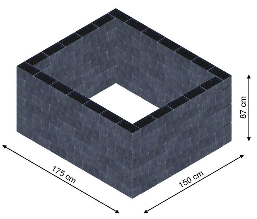 Flexi Element vyvýšený záhon - obdĺžnik - Šírka: 175 cm, Dĺžka: 150 cm, Výška: 87 cm