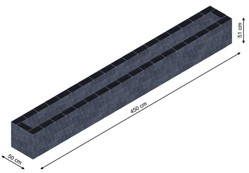 Flexi Element vyvýšený záhon - obdĺžnik - Šírka: 50 cm, Dĺžka: 450 cm, Výška: 51 cm