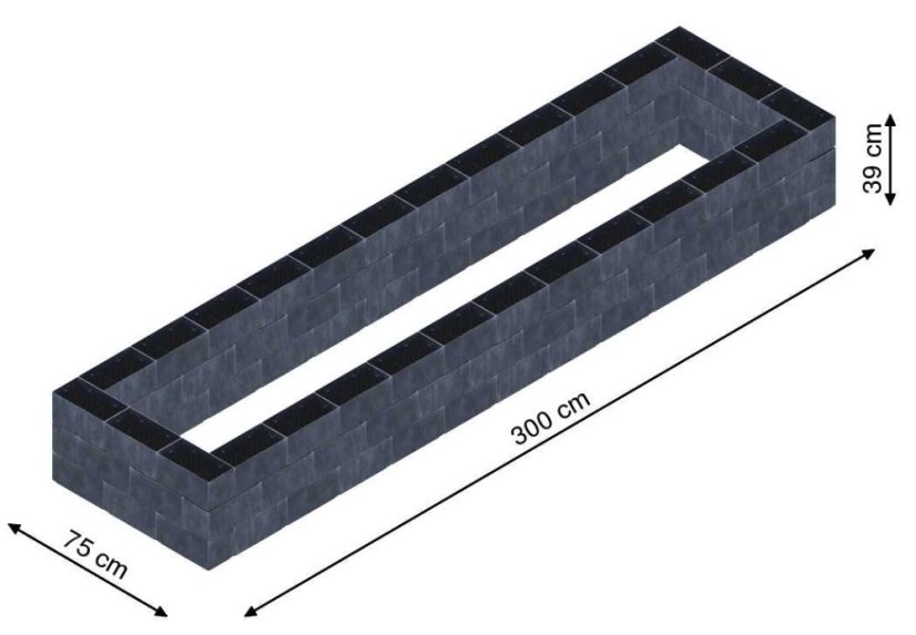 Flexi Element vyvýšený záhon - obdĺžnik - Šírka: 75 cm, Dĺžka: 300 cm, Výška: 39 cm