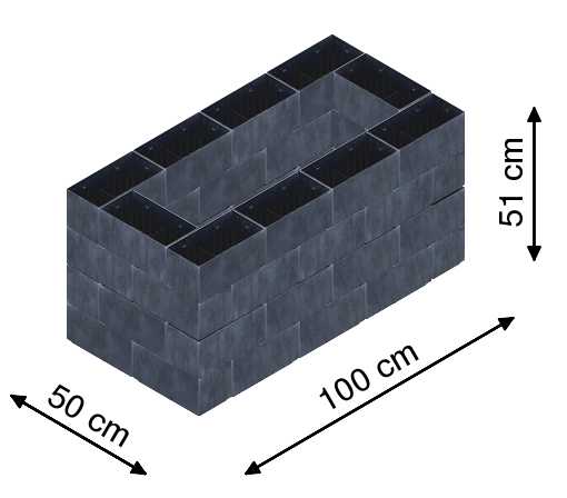 Flexi Element vyvýšený záhon - obdĺžnik - Šírka: 50 cm, Dĺžka: 100 cm, Výška: 51 cm