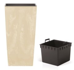 Prosperplast květináč URBI SQUARE Beton Effect 22,5 cm - Barva Písková