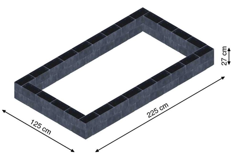 Flexi Element vyvýšený záhon - obdĺžnik - Šírka: 125 cm, Dĺžka: 225 cm, Výška: 27 cm