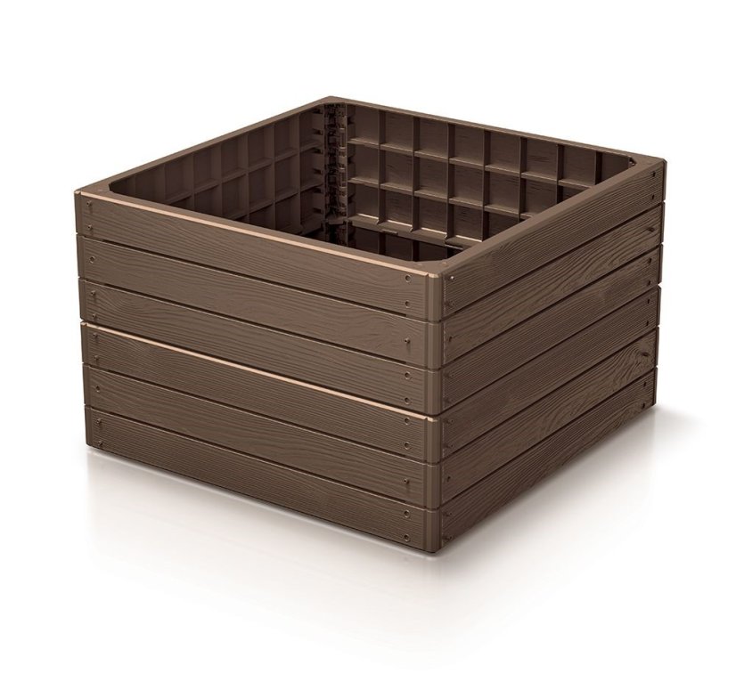Vyvýšený záhon BASE WOODY 75,6 x 75,6 x 25 cm - rustikálna tehlová