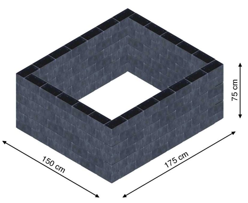 Flexi Element vyvýšený záhon - obdĺžnik - Šírka: 150 cm, Dĺžka: 175 cm, Výška: 75 cm