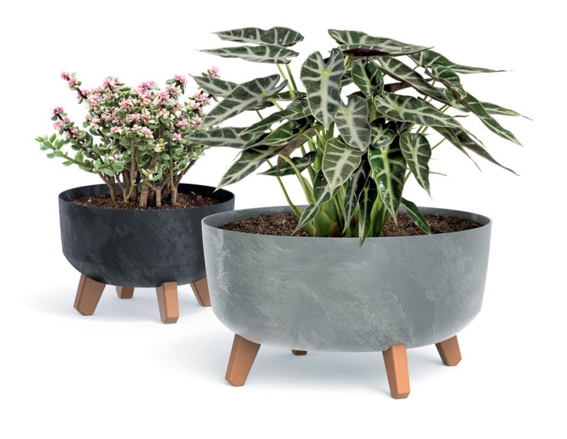 Květináč GRACIA LOW BETON EFFECT 38 cm antracit