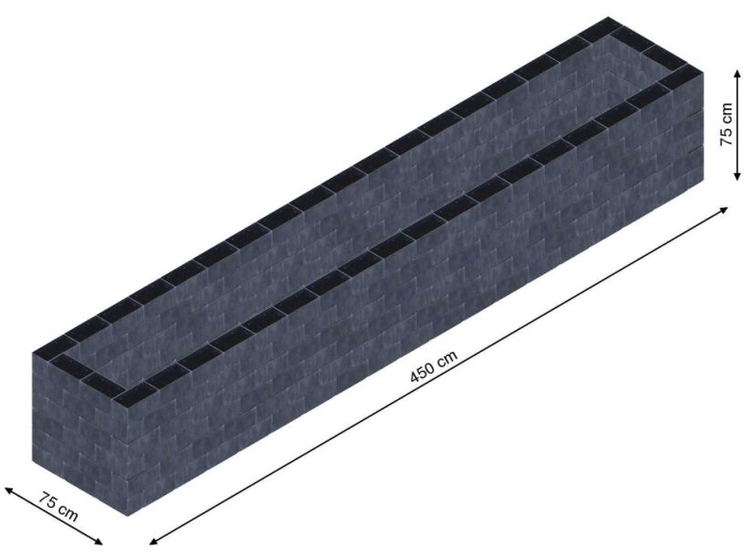 Flexi Element vyvýšený záhon - obdĺžnik - Šírka: 75 cm, Dĺžka: 450 cm, Výška: 75 cm