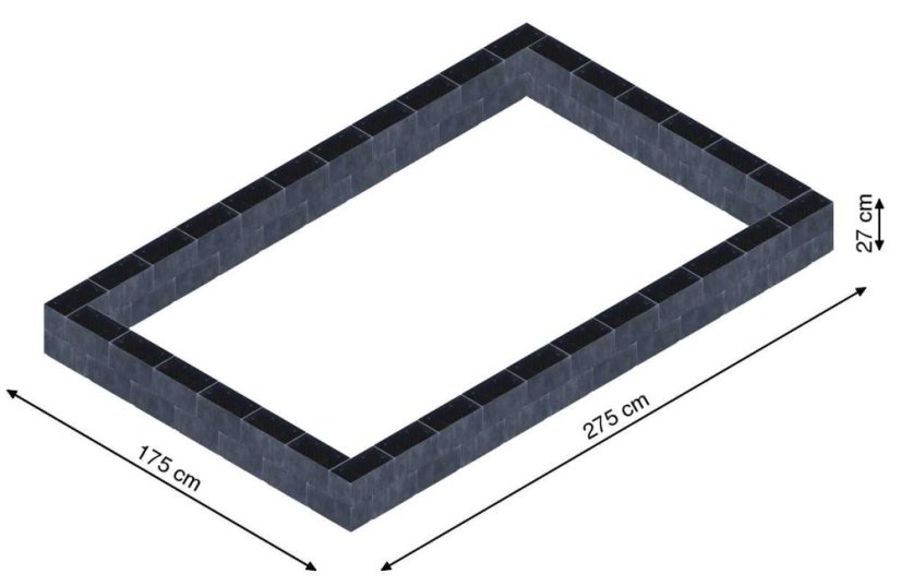 Flexi Element vyvýšený záhon - obdĺžnik - Šírka: 175 cm, Dĺžka: 275 cm, Výška: 27 cm