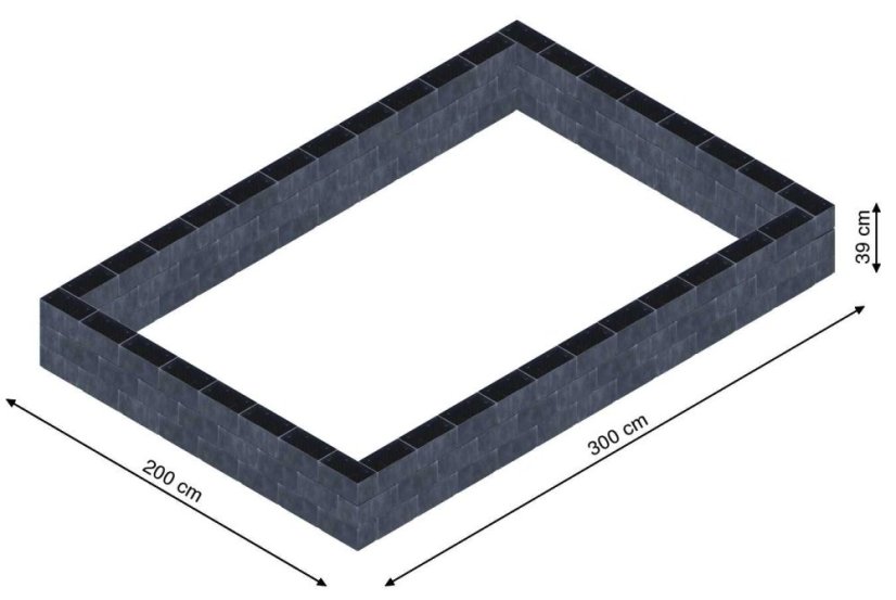 Flexi Element vyvýšený záhon - obdĺžnik - Šírka: 200 cm, Dĺžka: 300 cm, Výška: 39 cm