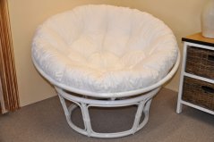Ratanový papasan 115 cm bílý