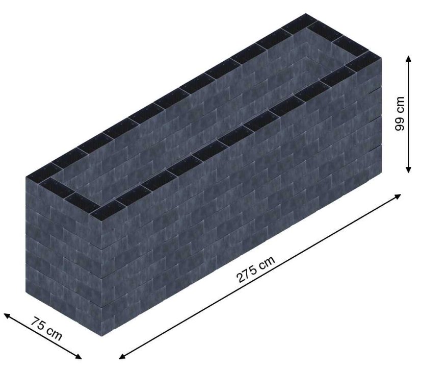 Flexi Element vyvýšený záhon - obdĺžnik - Šírka: 75 cm, Dĺžka: 275 cm, Výška: 99 cm