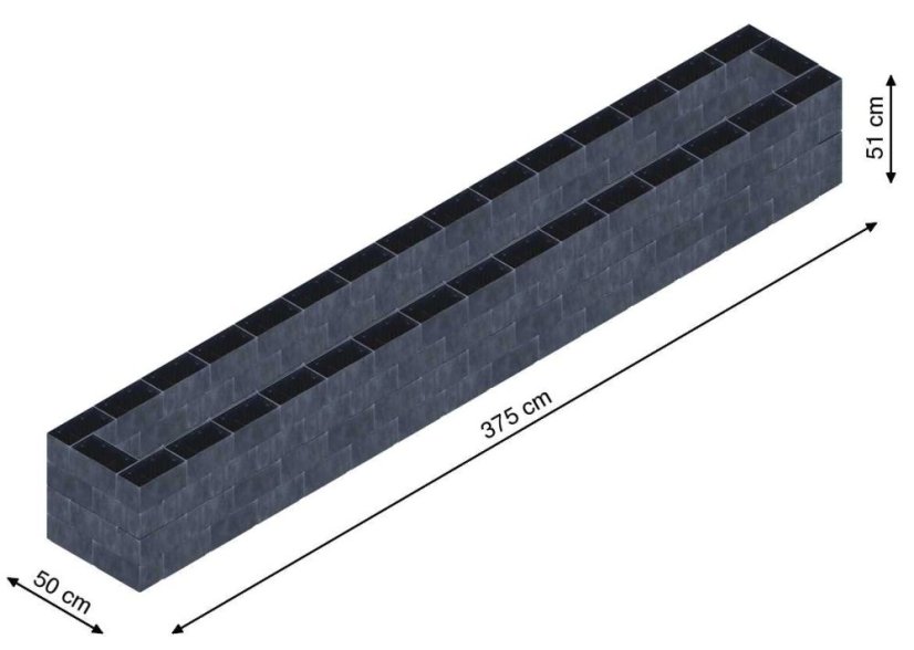 Flexi Element vyvýšený záhon - obdĺžnik - Šírka: 50 cm, Dĺžka: 375 cm, Výška: 51 cm