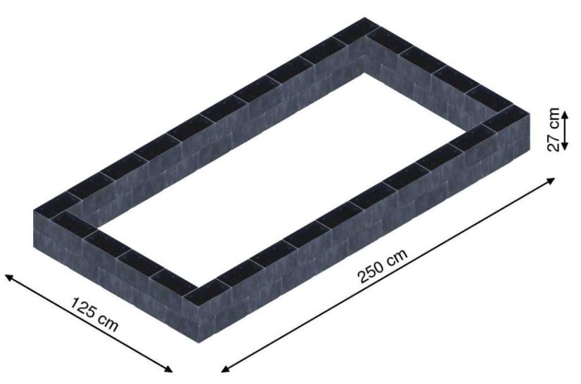Flexi Element vyvýšený záhon - obdĺžnik - Šírka: 125 cm, Dĺžka: 250 cm, Výška: 27 cm