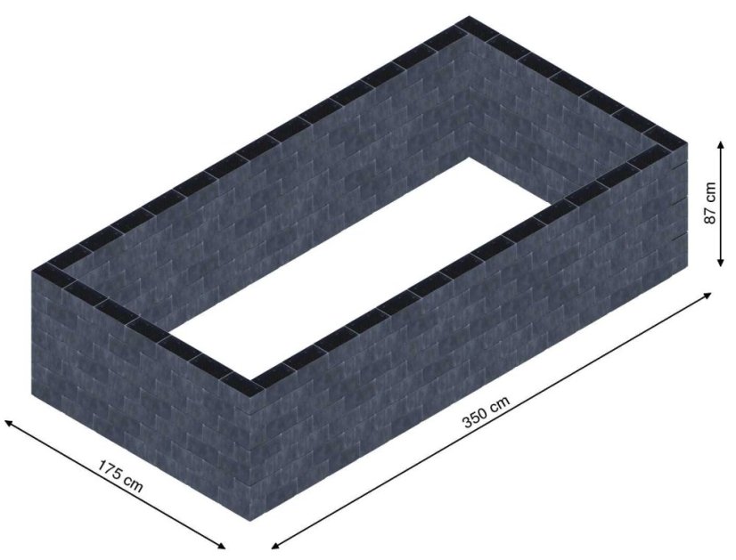 Flexi Element vyvýšený záhon - obdĺžnik - Šírka: 175 cm, Dĺžka: 350 cm, Výška: 87 cm