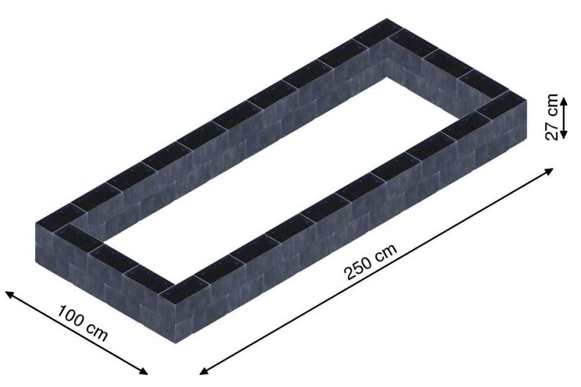 Flexi Element vyvýšený záhon - obdĺžnik - Šírka: 100 cm, Dĺžka: 250 cm, Výška: 27 cm