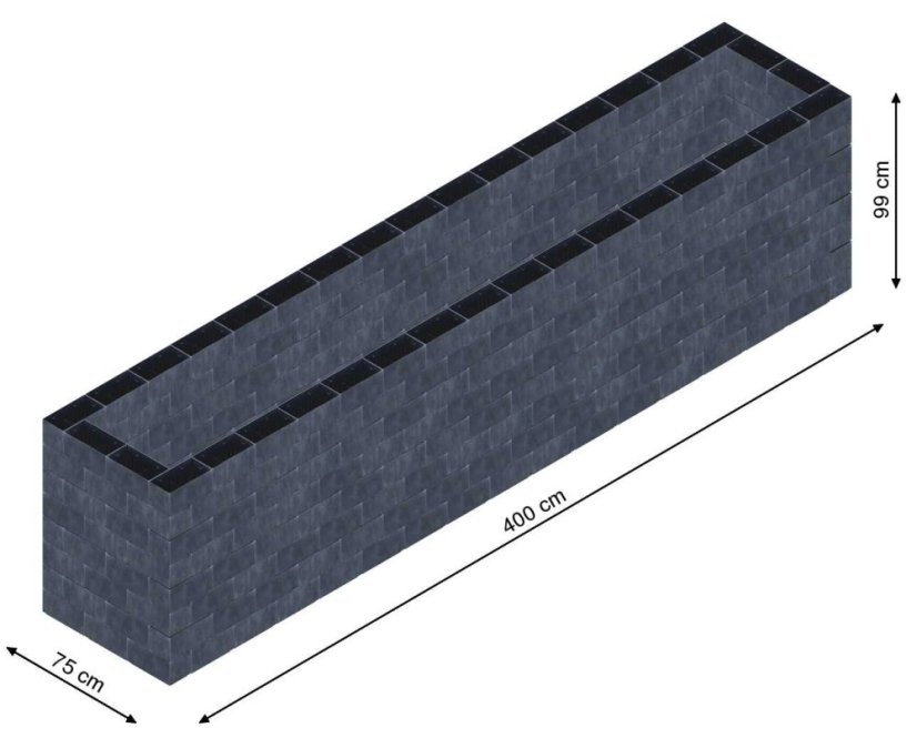 Flexi Element vyvýšený záhon - obdĺžnik - Šírka: 75 cm, Dĺžka: 400 cm, Výška: 99 cm