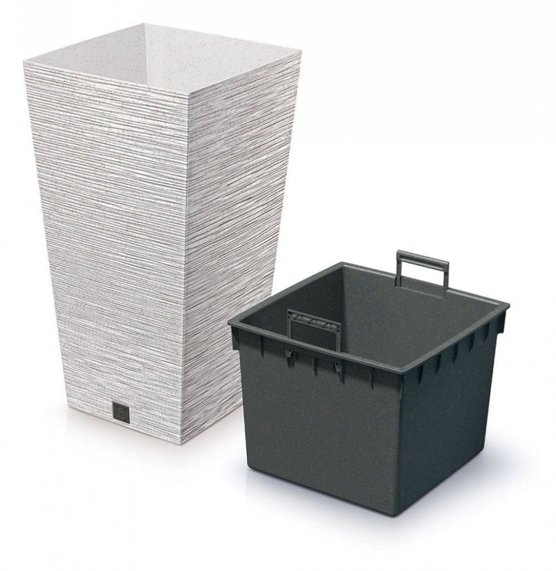 Květináč FURU SQUARE ECO WOOD 30cm bílý