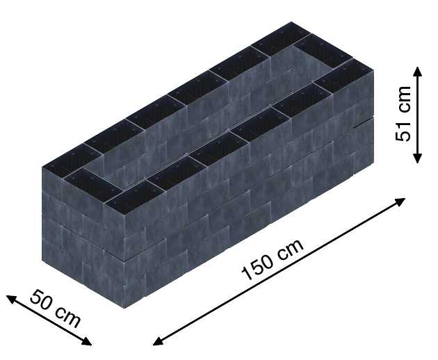 Flexi Element vyvýšený záhon - obdĺžnik - Šírka: 50 cm, Dĺžka: 150 cm, Výška: 51 cm