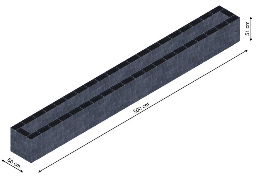 Flexi Element vyvýšený záhon - obdĺžnik - Šírka: 50 cm, Dĺžka: 500 cm, Výška: 51 cm