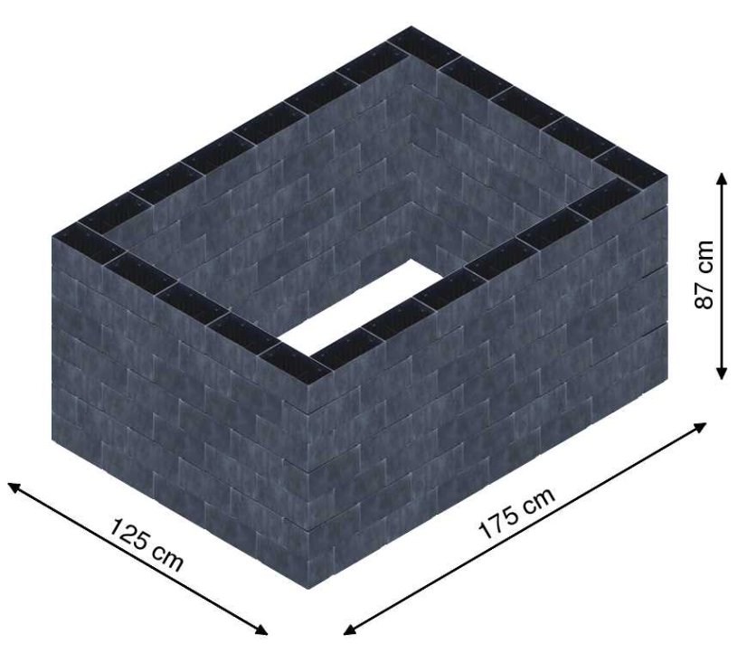 Flexi Element vyvýšený záhon - obdĺžnik - Šírka: 125 cm, Dĺžka: 175 cm, Výška: 87 cm