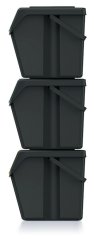 Súprava 3 odpadkových košov SORTIBOX II recyklovane čierny, objem 3x25L ​