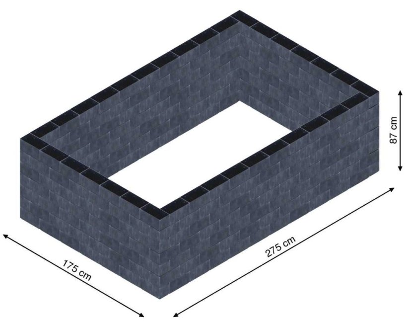 Flexi Element vyvýšený záhon - obdĺžnik - Šírka: 175 cm, Dĺžka: 275 cm, Výška: 87 cm