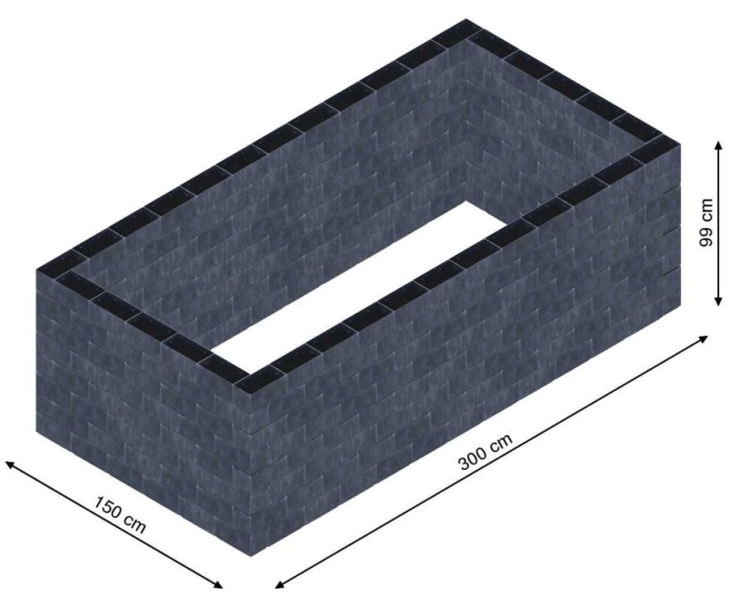 Flexi Element vyvýšený záhon - obdĺžnik - Šírka: 150 cm, Dĺžka: 300 cm, Výška: 99 cm