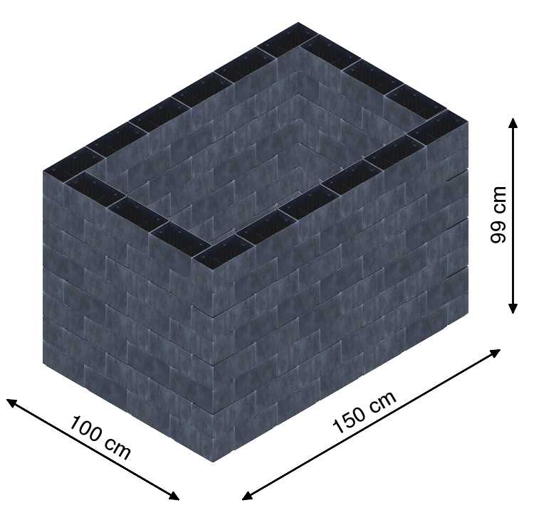 Flexi Element vyvýšený záhon - obdĺžnik - Šírka: 100 cm, Dĺžka: 150 cm, Výška: 99 cm
