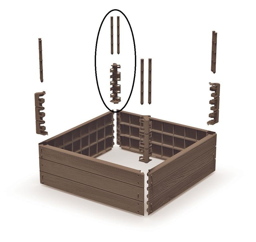 Vyvýšený záhon BASE WOODY 75,6 x 75,6 x 25 cm - rustikálna tehlová