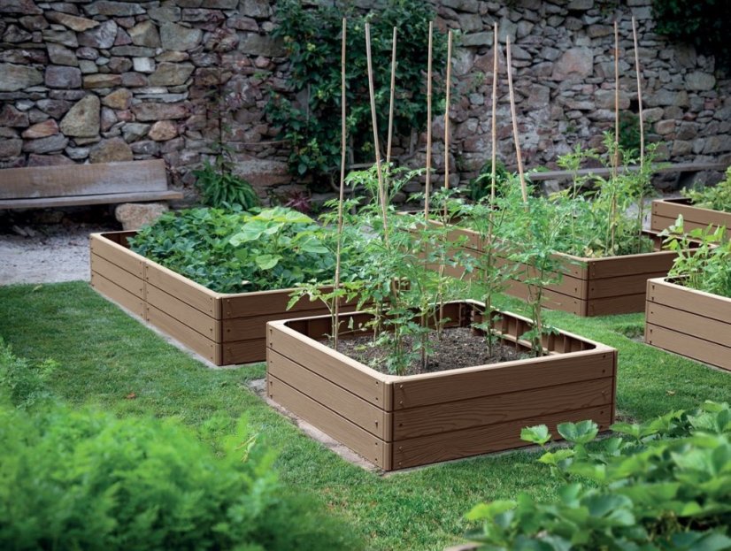 Vyvýšený záhon BASE WOODY 148 cm - barva: rustikální cihlová