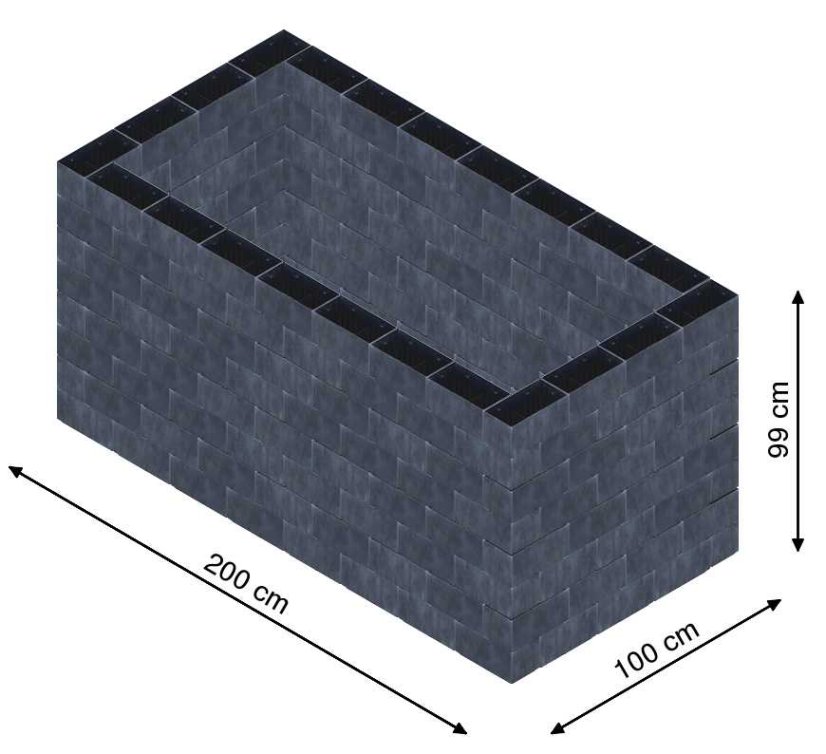 Flexi Element vyvýšený záhon - obdĺžnik - Šírka: 200 cm, Dĺžka: 100 cm, Výška: 99 cm