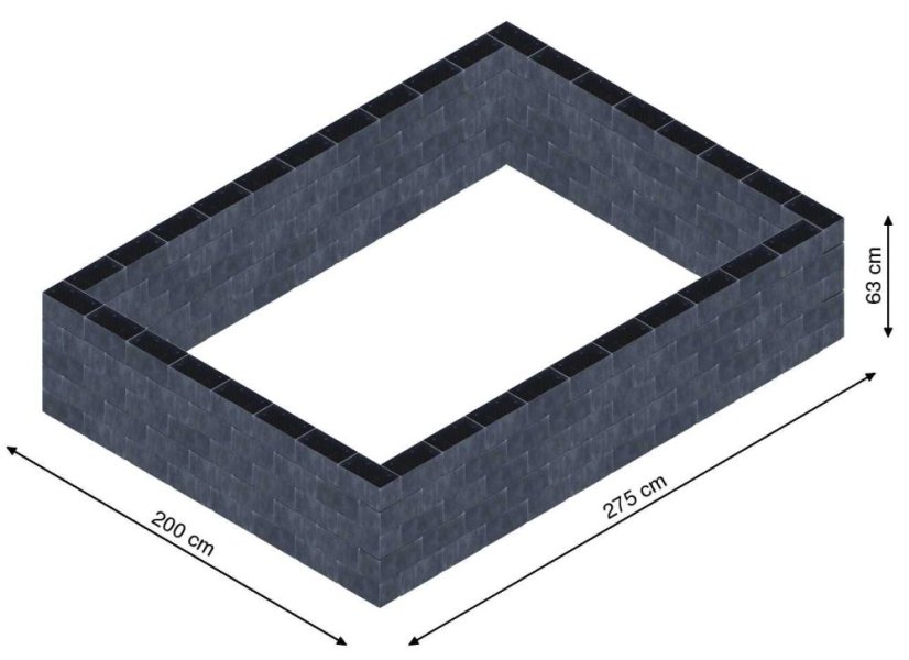Flexi Element vyvýšený záhon - obdĺžnik - Šírka: 200 cm, Dĺžka: 275 cm, Výška: 63 cm