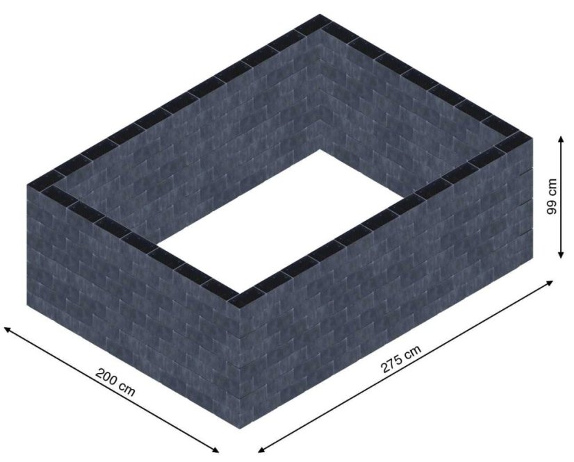 Flexi Element vyvýšený záhon - obdĺžnik - Šírka: 200 cm, Dĺžka: 275 cm, Výška: 99 cm
