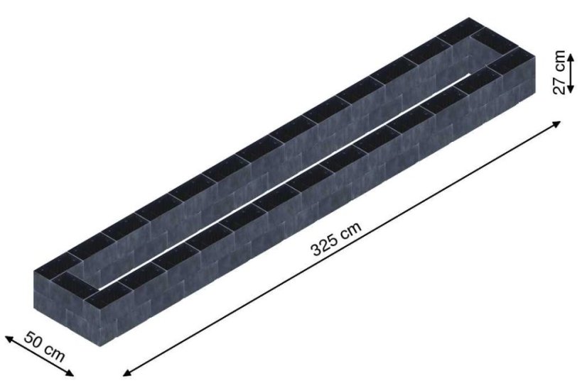 Flexi Element vyvýšený záhon - obdĺžnik - Šírka: 50 cm, Dĺžka: 325 cm, Výška: 27 cm