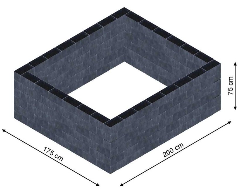 Flexi Element vyvýšený záhon - obdĺžnik - Šírka: 175 cm, Dĺžka: 200 cm, Výška: 75 cm