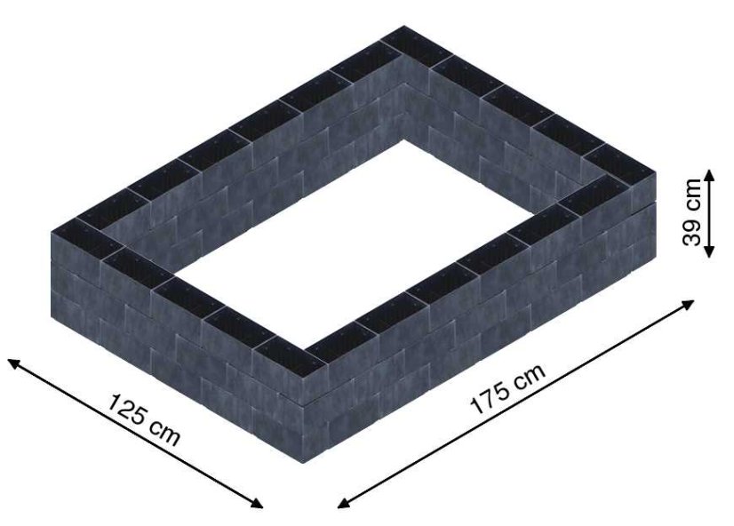 Flexi Element vyvýšený záhon - obdĺžnik - Šírka: 125 cm, Dĺžka: 175 cm, Výška: 39 cm