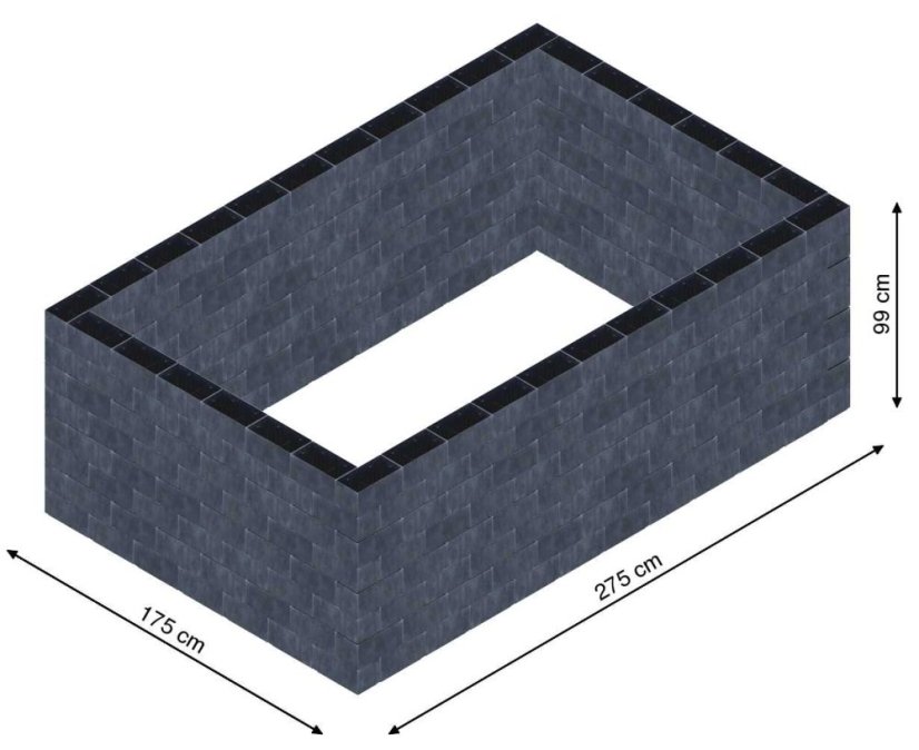 Flexi Element vyvýšený záhon - obdĺžnik - Šírka: 175 cm, Dĺžka: 275 cm, Výška: 99 cm