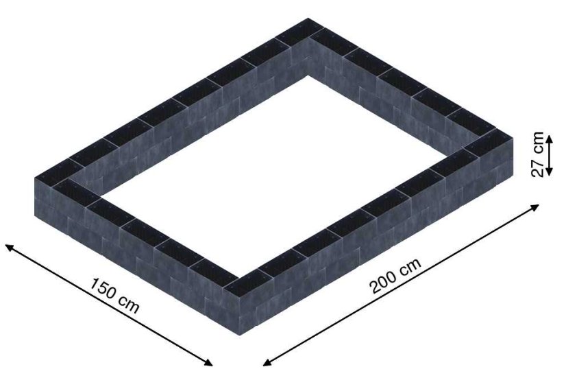 Flexi Element vyvýšený záhon - obdĺžnik - Šírka: 150 cm, Dĺžka: 200 cm, Výška: 27 cm