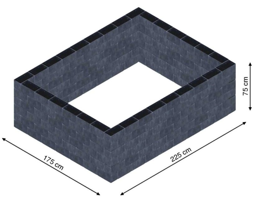 Flexi Element vyvýšený záhon - obdĺžnik - Šírka: 175 cm, Dĺžka: 225 cm, Výška: 75 cm