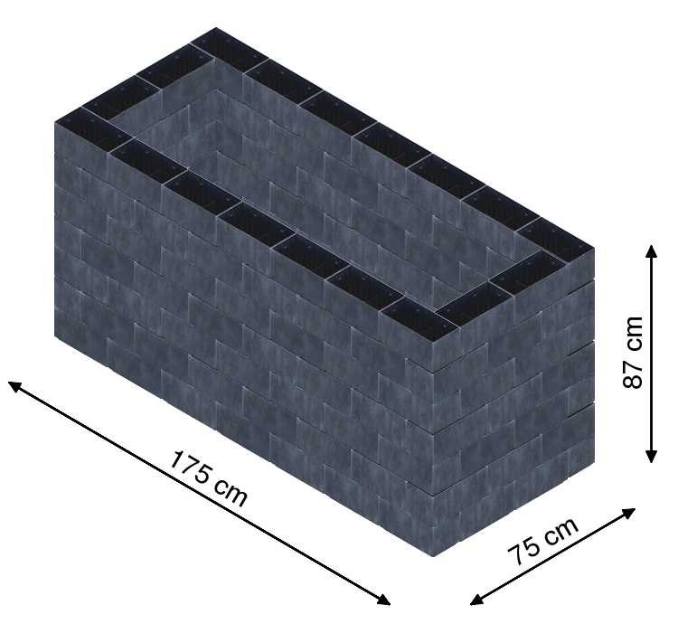 Flexi Element vyvýšený záhon - obdĺžnik - Šírka: 175 cm, Dĺžka: 75 cm, Výška: 87 cm