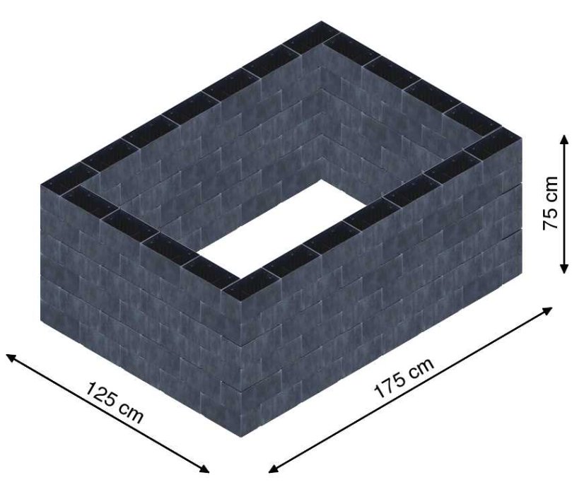 Flexi Element vyvýšený záhon - obdĺžnik - Šírka: 125 cm, Dĺžka: 175 cm, Výška: 75 cm