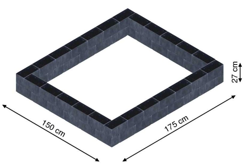 Flexi Element vyvýšený záhon - obdĺžnik - Šírka: 150 cm, Dĺžka: 175 cm, Výška: 27 cm